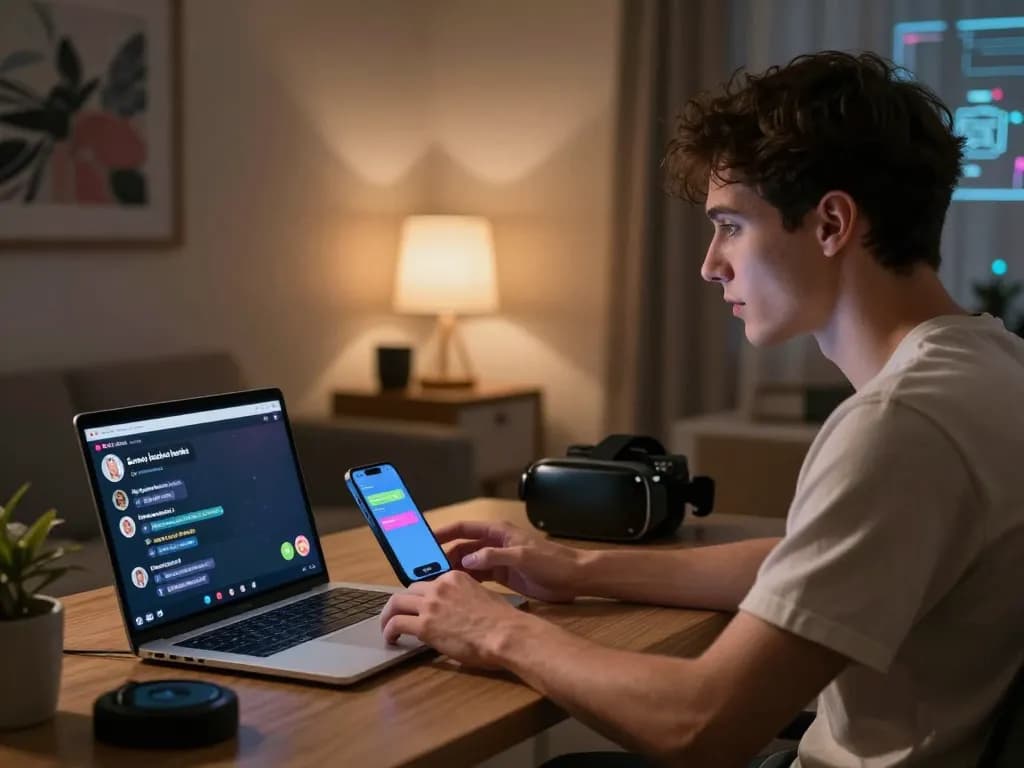 Engaging in ai porn chat with a lifelike digital avatar in a cozy virtual setting.