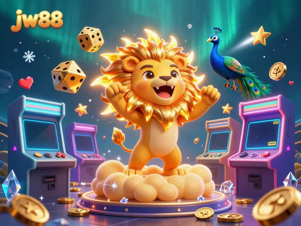 Experience the thrill of gambling with jw88 in this vibrant 3D illustration showcasing dynamic casino elements.