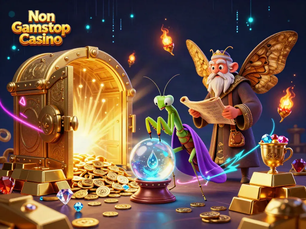 Engage in the magic of Non Gamstop Casino with a mystical scene of fortune tellers and treasures.