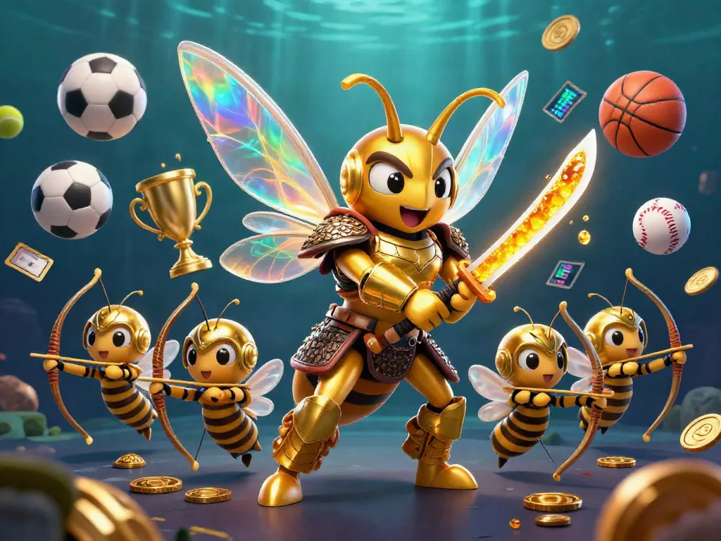 Experience dynamic sports action with 789F COM casino's colorful illustration highlighting golden hornets and exciting gameplay.