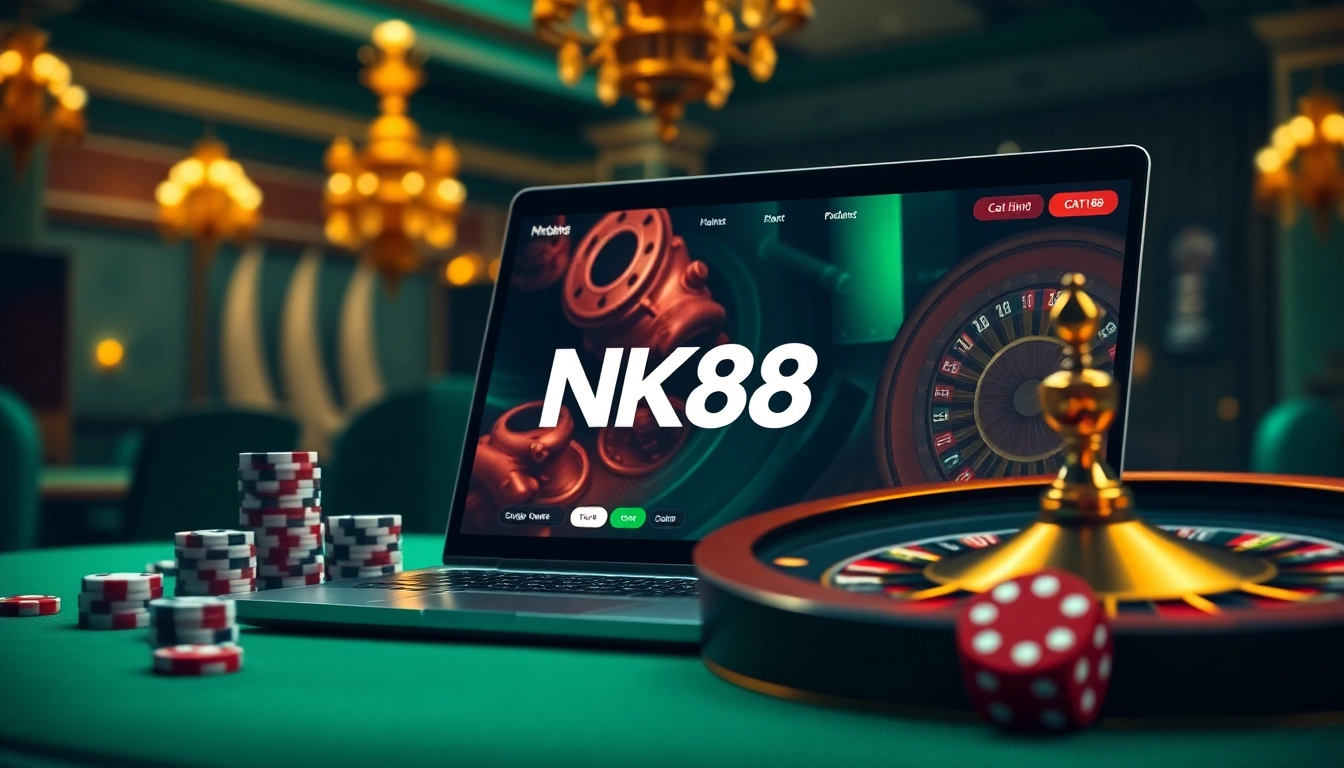 Players engaging in exciting games at https://nk88.horse/, showcasing poker chips and a roulette wheel.