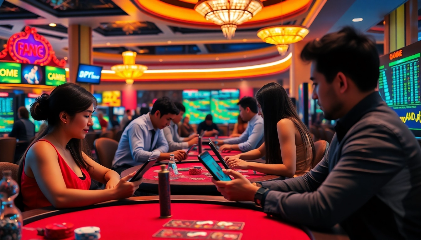 Engaged players enjoying the vibrant online gaming experience at sbobet.dance.