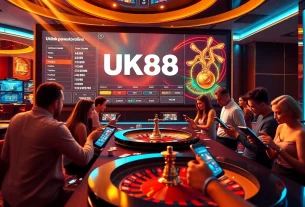 Experience the thrill of online gaming with the UK88 link showcasing vibrant casino elements and excitement.