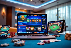 Dynamic online betting scene showcasing new88go.com with casino games and mobile devices.