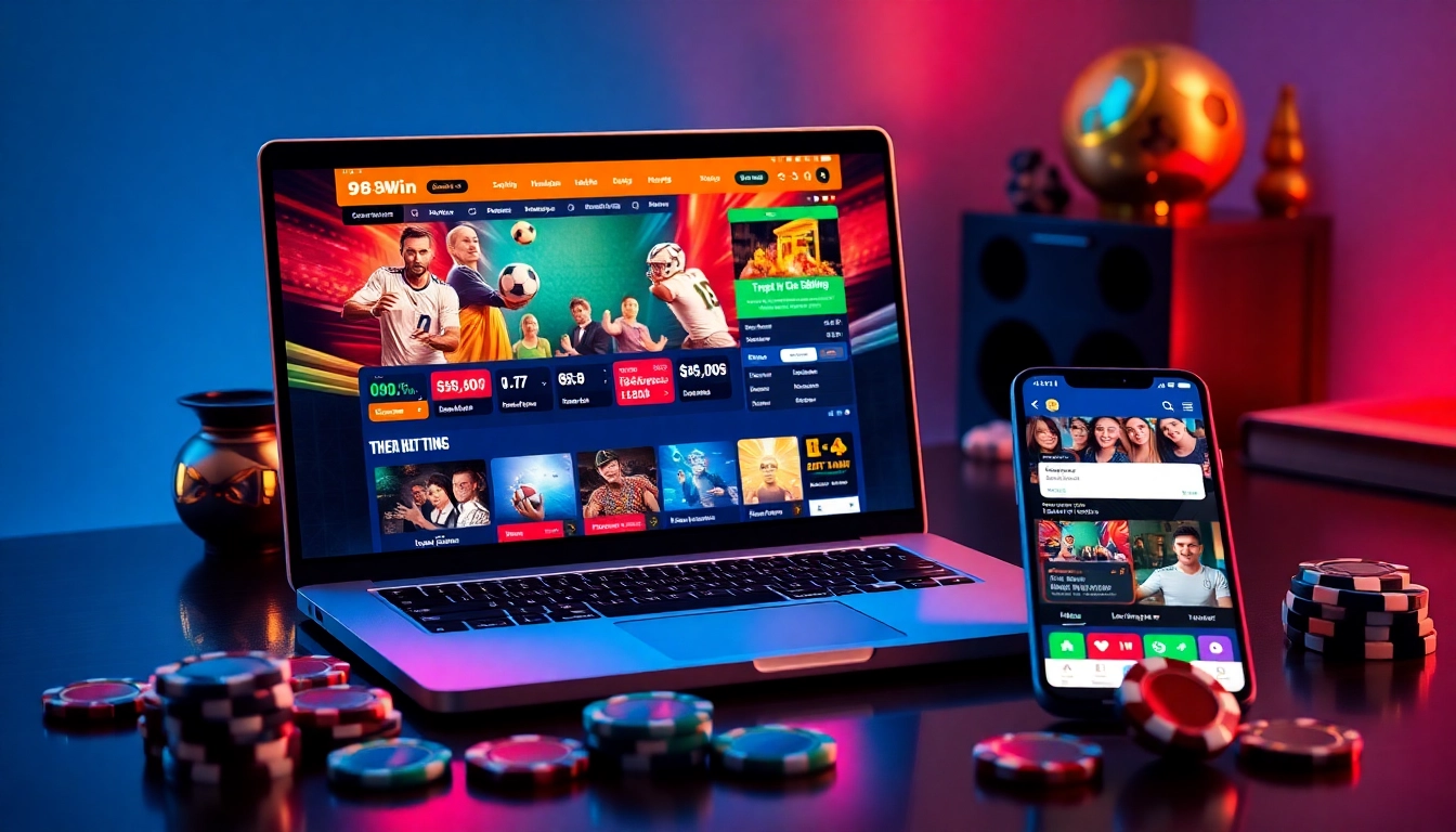 Exciting interface of Nhà Cái 98Win online betting platform showcasing sports and casino options.