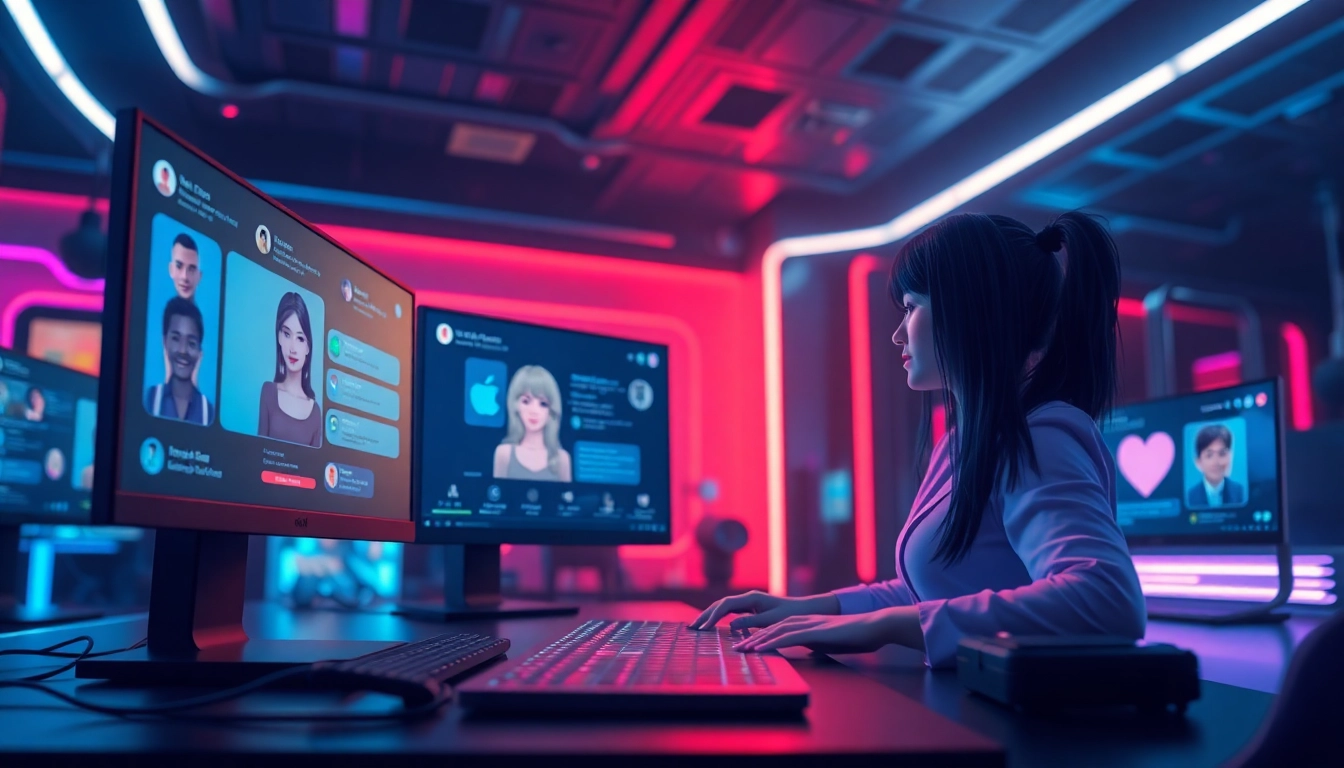 Visual representation of ai nsfw platforms showcasing digital character interactions and immersive chat experiences.