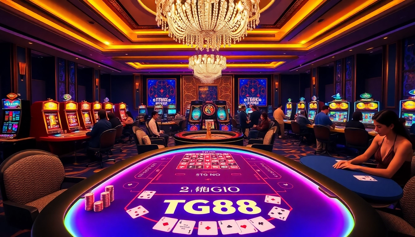 Experience the thrill of TG88 gaming at a luxurious casino table filled with excitement and action.