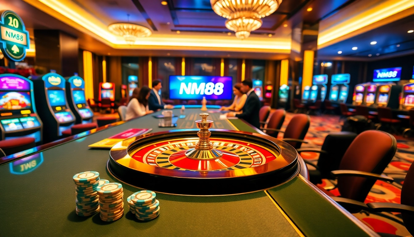 Experience the thrill of NHÀ CÁI MM88 with vibrant casino tables and engaging gameplay.