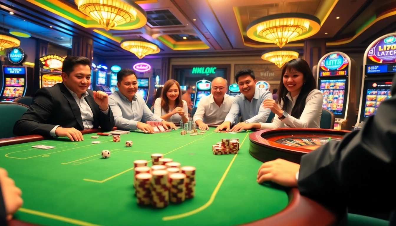 Gamblers engaging at a casino table while experiencing hm 88 đăng nhập excitement and strategy.