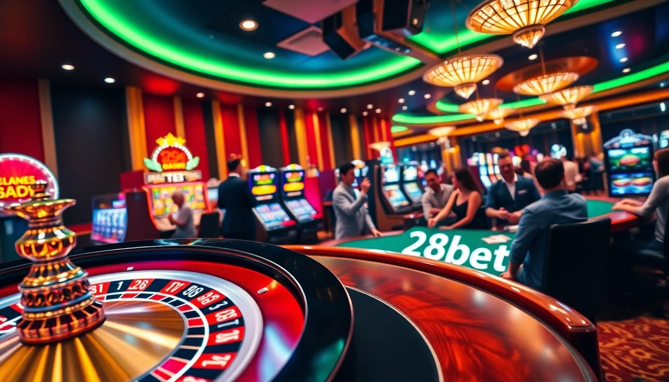 Experience the thrill of gambling at 28bet with vibrant tables and exciting slot machines.