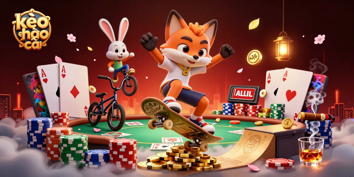 Bettors engaging with kèo nhà cái, featuring vibrant casino elements in a 3D scene.