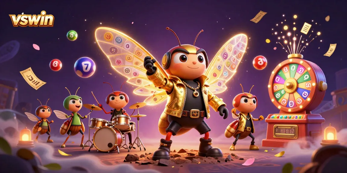 Experience thrilling wins at VSWIN with a vibrant 3D casino scene showcasing exciting lottery elements and animated characters.