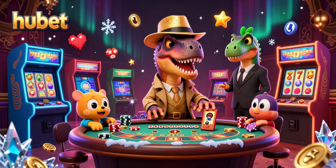 hubet enhances gaming fun with a sneaky velociraptor card counter at a vibrant casino table