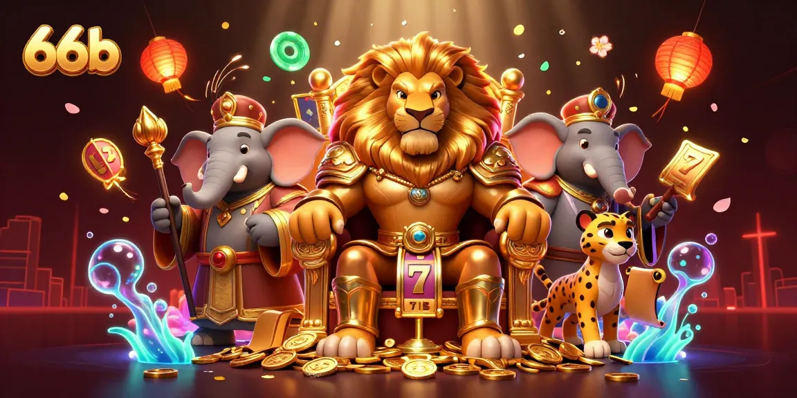 Experience thrilling games with 66b's vibrant casino scene featuring majestic characters and exciting elements.
