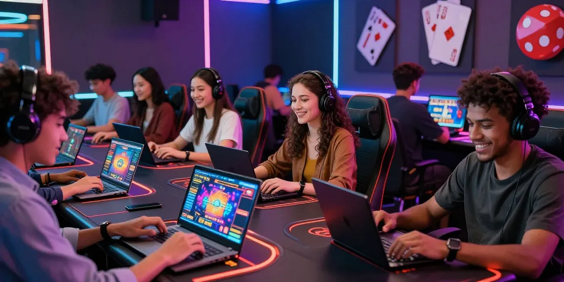 Exciting gaming environment showcasing diverse players enjoying credit card casinos