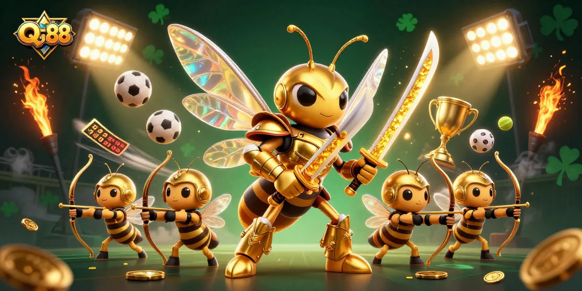 Engage in exciting betting at QS88 with vibrant sports elements embodied in a dynamic atmosphere.