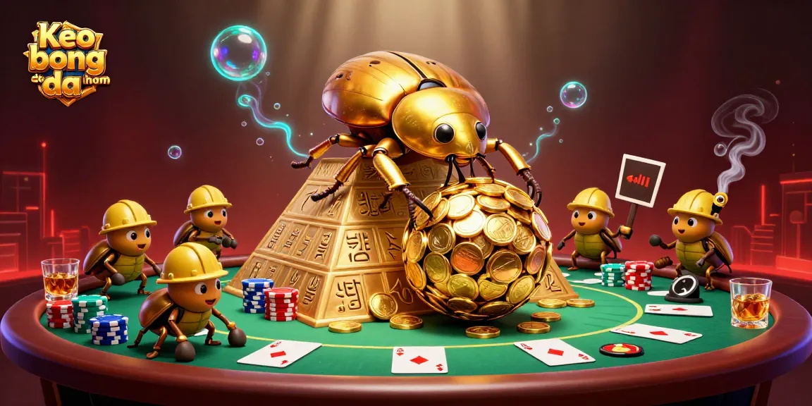Bet on Keo bong da hom nay with engaging gameplay featuring golden beetles and poker elements.