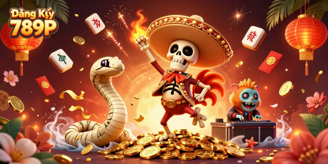 Join the fun at Đăng Ký 789P with a festive 3D casino illustration of lively characters amidst gold coins and vibrant symbols.
