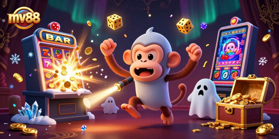 Experience thrilling gaming action at mv88 with a spooky poltergeist in a vibrant casino.