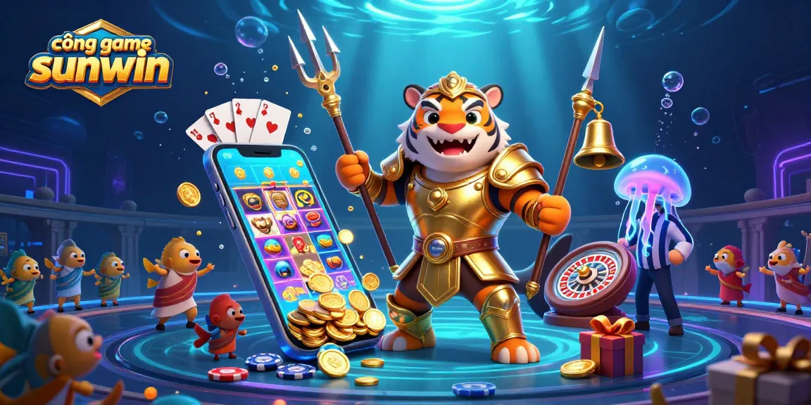 Engage with cổng game sunwin through vibrant slots and a dynamic underwater colosseum scene.