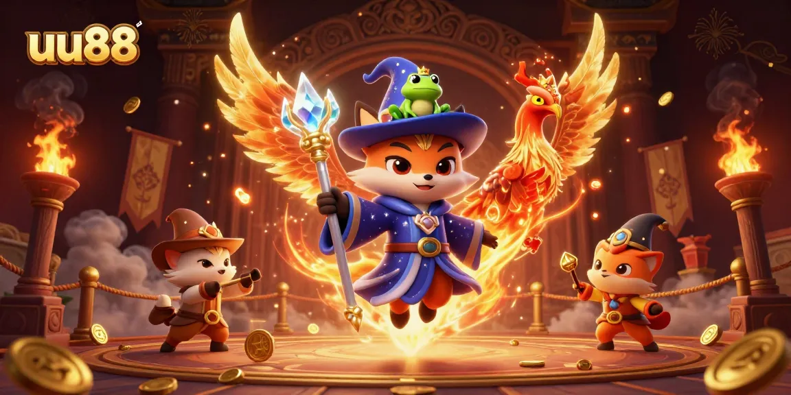 Bet on fun and excitement with uu88's dynamic 3D illustration, showcasing magical gaming adventures.