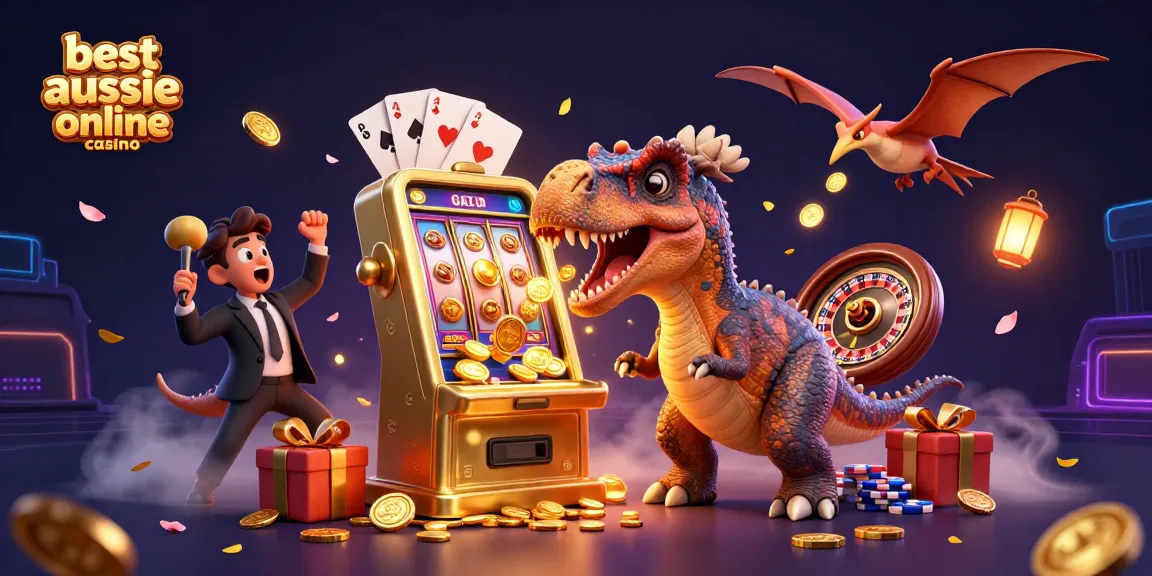 Catch the jackpot at the best aussie online casino with playful dinosaurs and vibrant game elements!